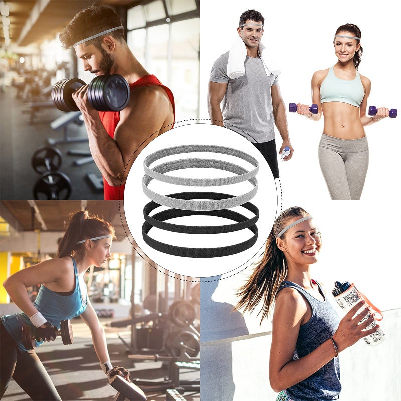 Sibba 4 Pieces Athletic Sports Headband Elastic Thin Hair Bands Non Slip Silicone Grip Skinny Yoga Exercise Soccer Sweatband Headwear for Boys Men Girls Women - Image 3